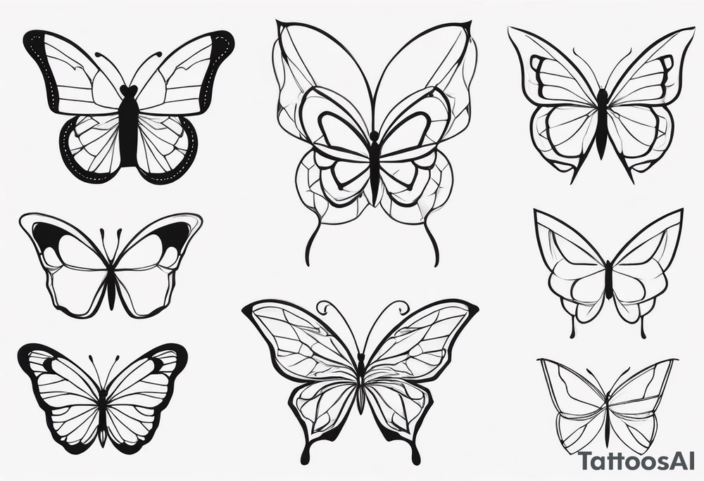 3 different butterfly designs tattoo idea