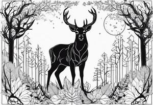 deer forest tattoo idea