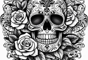 Sugar skull with a rose tattoo idea
