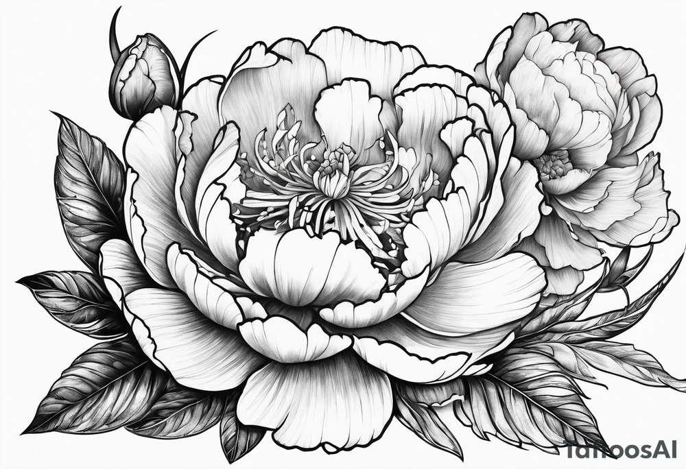 Scorpion and peony flower tattoo idea