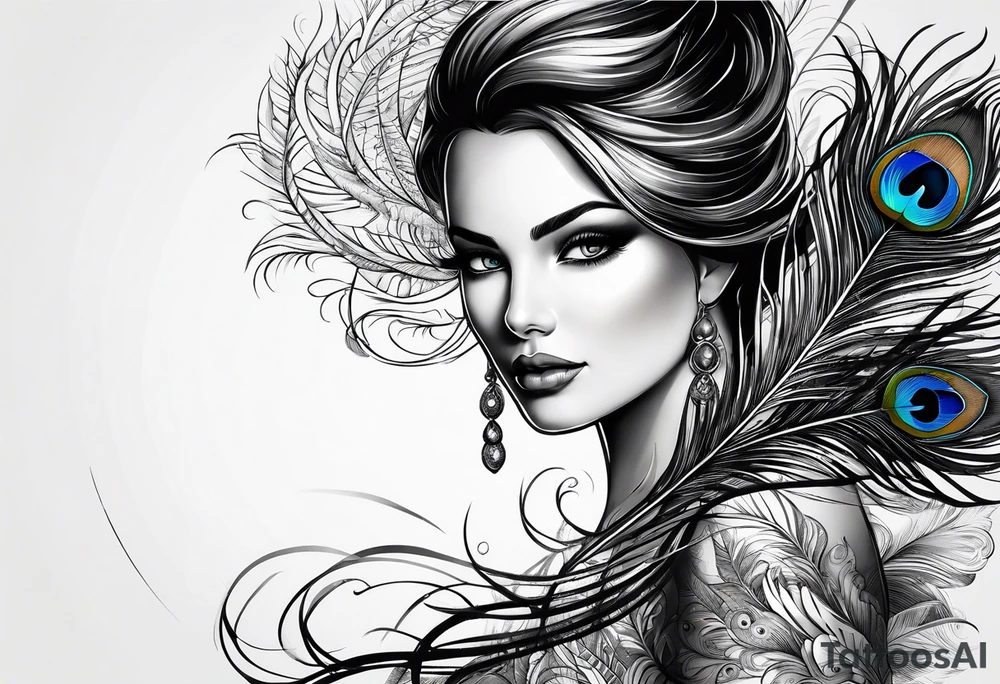 pen arrow peacock feather tattoo idea