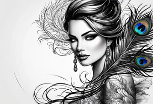 pen arrow peacock feather tattoo idea