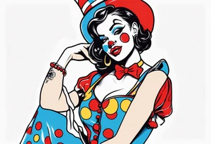 female pin up clown full body tattoo idea