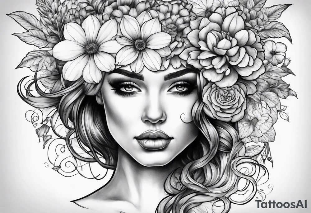 Brain and flower tattoo idea