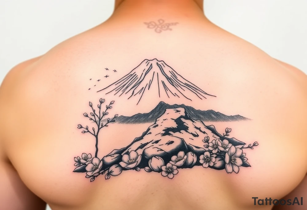 Marine corps, Mount Fuji, cherry blossoms, IWO Jima memorial, tattoo idea