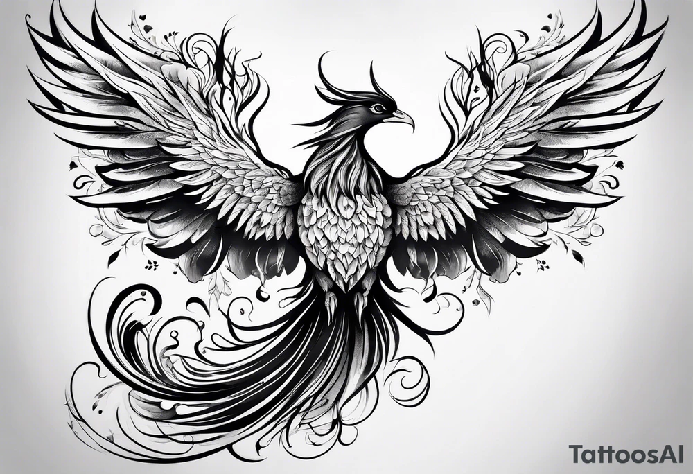 Phoenix rising blossoms tattoo idea