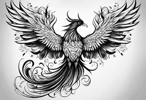 Phoenix rising blossoms tattoo idea