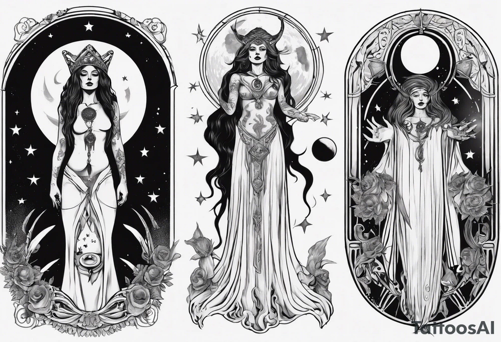 The High Priestess and the moon. TArot. tattoo idea
