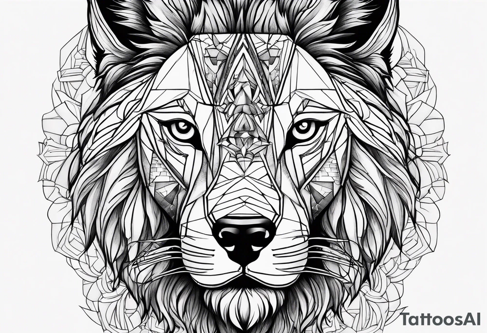 Lion eye and wolf eye tattoo idea