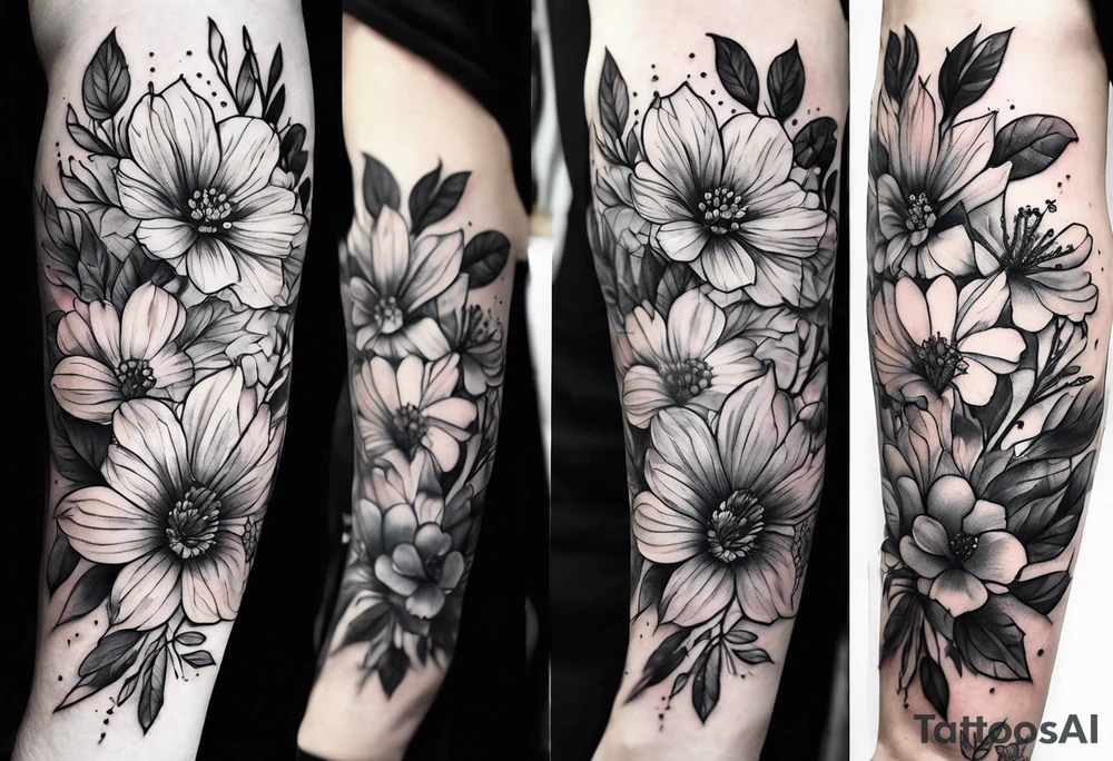 Tiny florals on shoulders tattoo idea