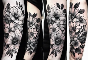 Tiny florals on shoulders tattoo idea