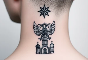 Top: Russian star 
Middle: russian double-headed eagle coat of arms
Bottom: Orthodox church dome with a cross tattoo idea