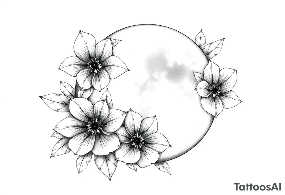 moon-shaped flowers tattoo idea