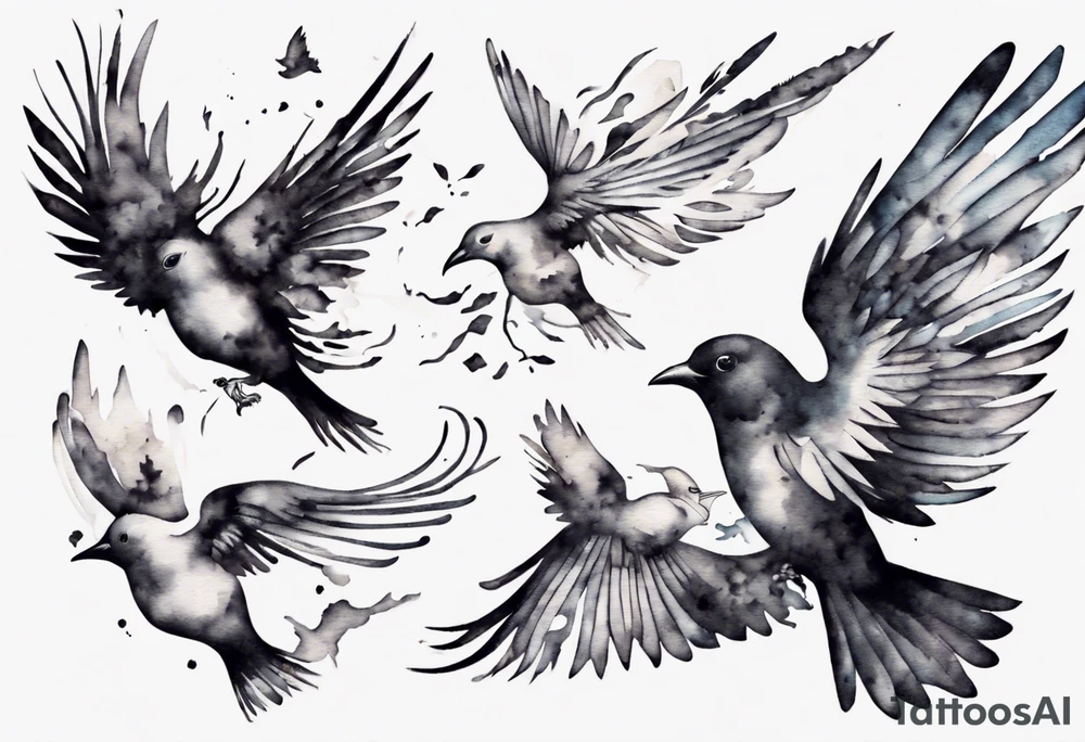 composition with birds flying free, puzzle piece tattoo idea composition with birds flying free, puzzle piece tattoo idea
