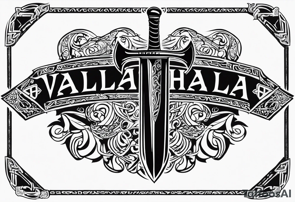 Valhalla sword viking hatchet tattoo idea