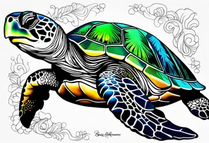 green sea turtle tattoo idea