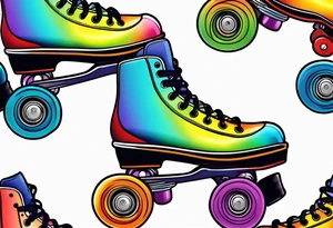 cute,  rainbow roller skates tattoo idea