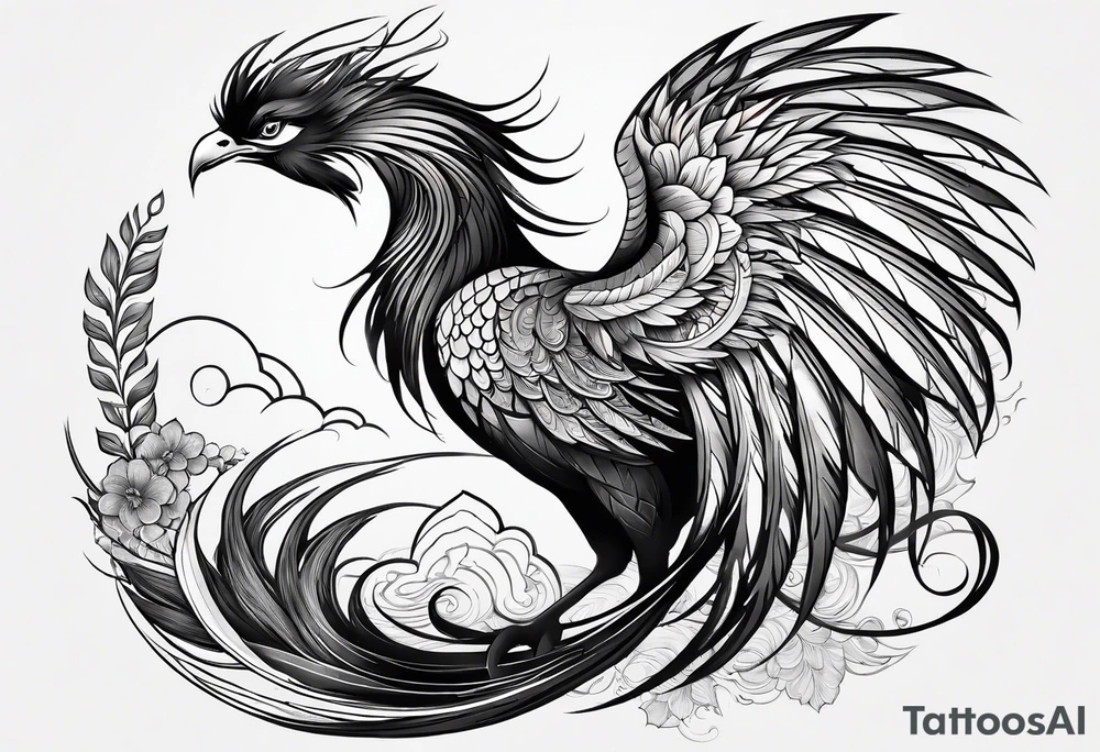 graceful asian style phoenix with extra long tail feathers and a long neck and large feathers
arm tattoo tattoo idea