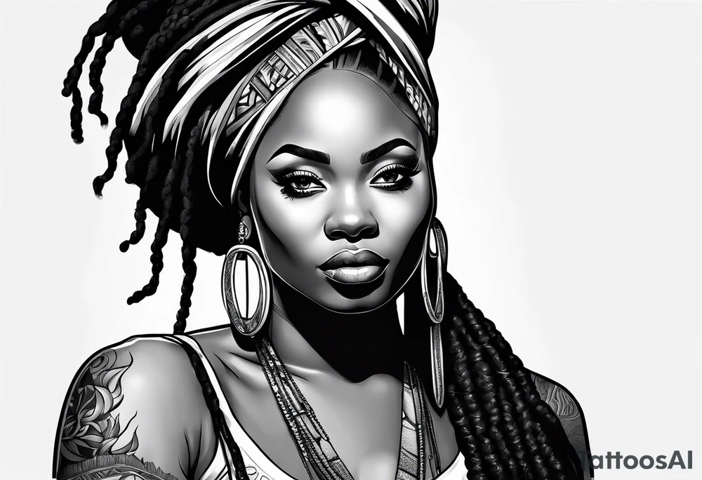African woman with locs tattoo idea