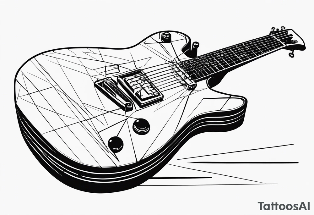 Eléctric guitar sound with lines abstrac croos with number 7 tattoo idea