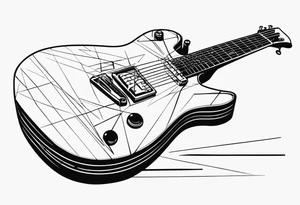 Eléctric guitar sound with lines abstrac croos with number 7 tattoo idea