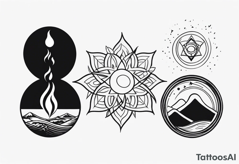 three elements: fire, air, earth tattoo idea