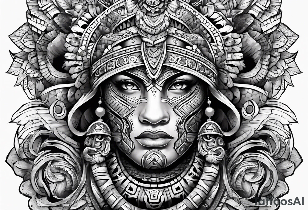 aztec snake sleeve tattoo idea