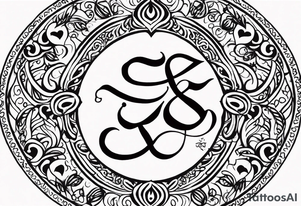 Tattoo ਨਿਰਭਉ ਨਿਰਵੈਰ written in Gurmukhi written text. Add fire and heart to symbolize strength and love tattoo idea