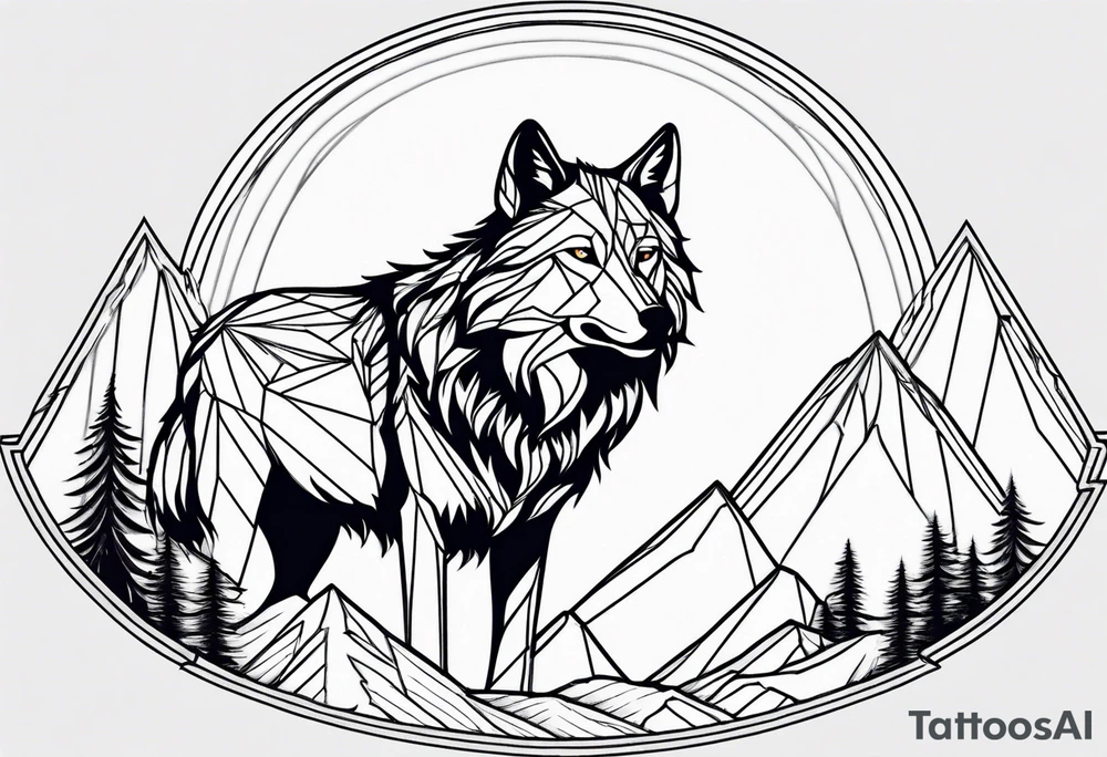 Mountains, wolf in it tattoo idea