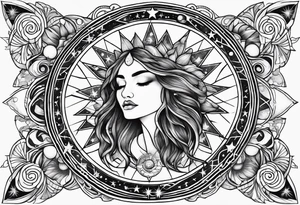 Mother earth celestial stars moon sun tattoo idea