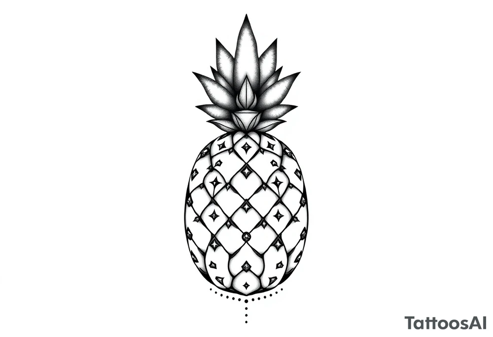 pineapple with diamonds  and magestic, crown, vagina, anus, pubic tattoo idea