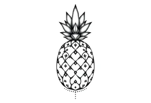 pineapple with diamonds  and magestic, crown, vagina, anus, pubic tattoo idea
