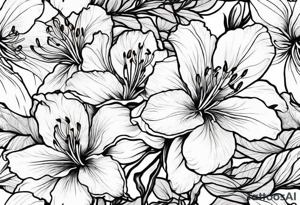 2 azalea flowers with branch tattoo idea