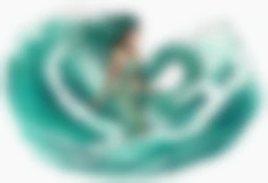 a beautiful chubby turquoise serpent woman emerging from an ocean wave, crashing onto the shore tattoo idea