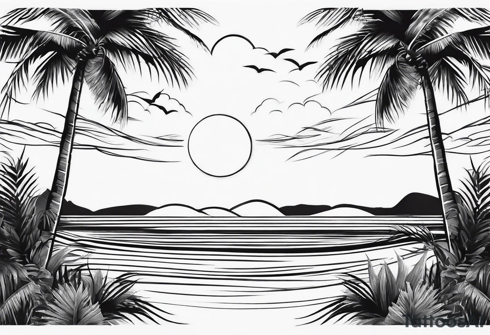 simple beach landscape on upper arm with palm trees tattoo idea simple beach landscape on upper arm with palm trees tattoo idea