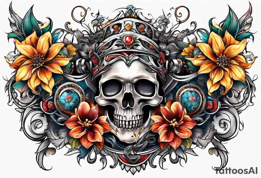 Flower chest piece tattoo idea