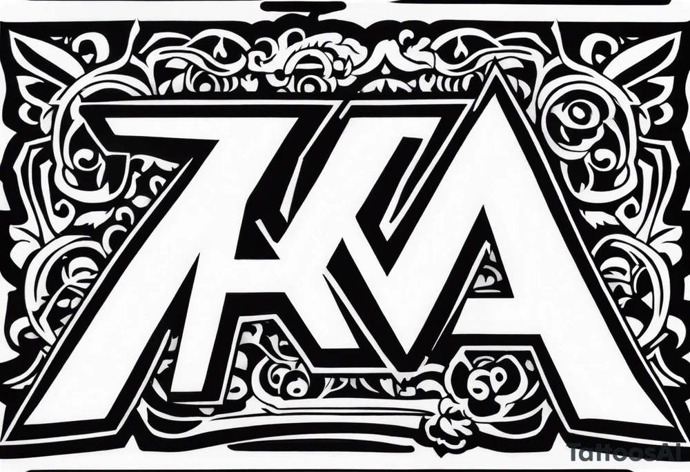 the letters A R in the middle of a ninja headband tattoo idea