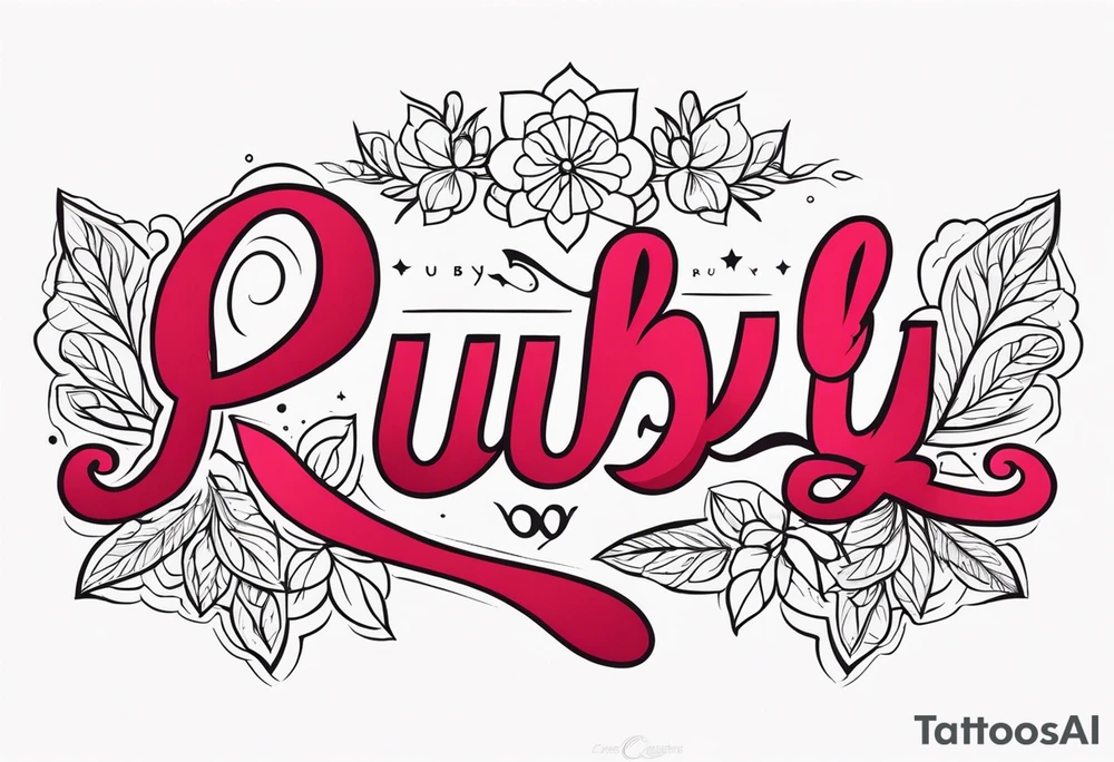 Generate a girly tattoo with the name of: Ruby tattoo idea