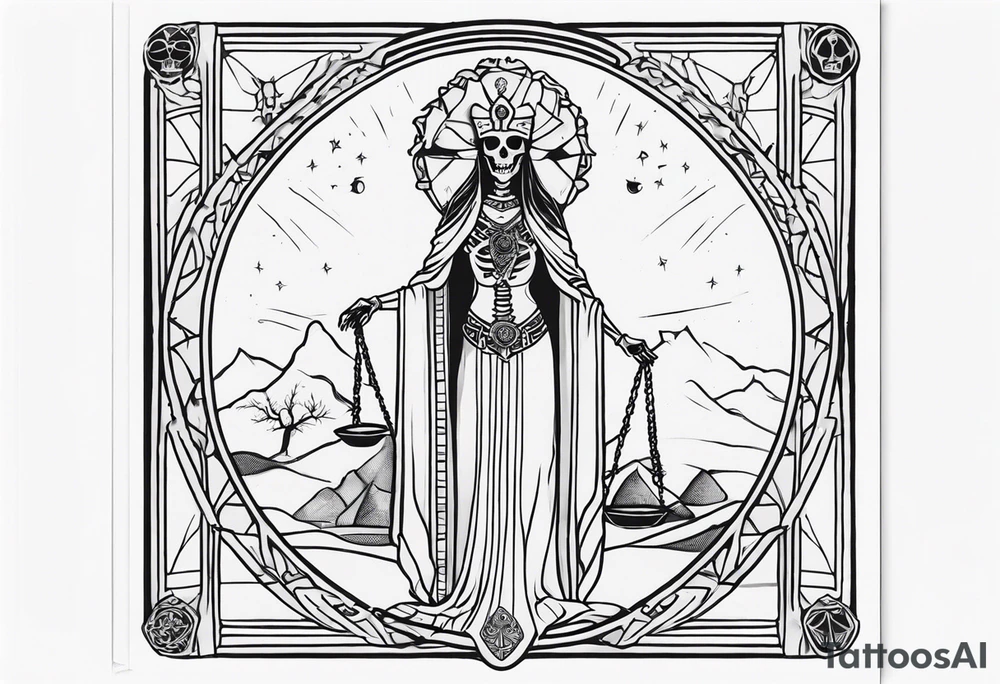 High priestess skeleton tarot card tattoo idea