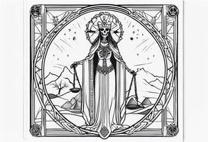 High priestess skeleton tarot card tattoo idea