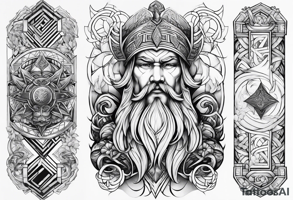 mandarin + norse mythology sleeve tattoo idea