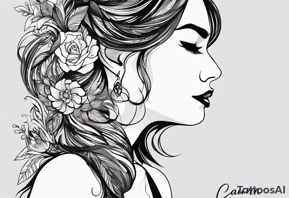 I want something that has a Capricorn sign and my name is Lauren at the same time, it also has a meaning of severe depression for someone who loves the color black, dancing, staying up late and drinking alcohol, but her family doesn't allow her tattoo idea