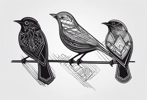 Geometric small bird minimal lines tattoo idea