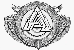 Valhalla  round shield axe
Valknut sword dragon tattoo idea