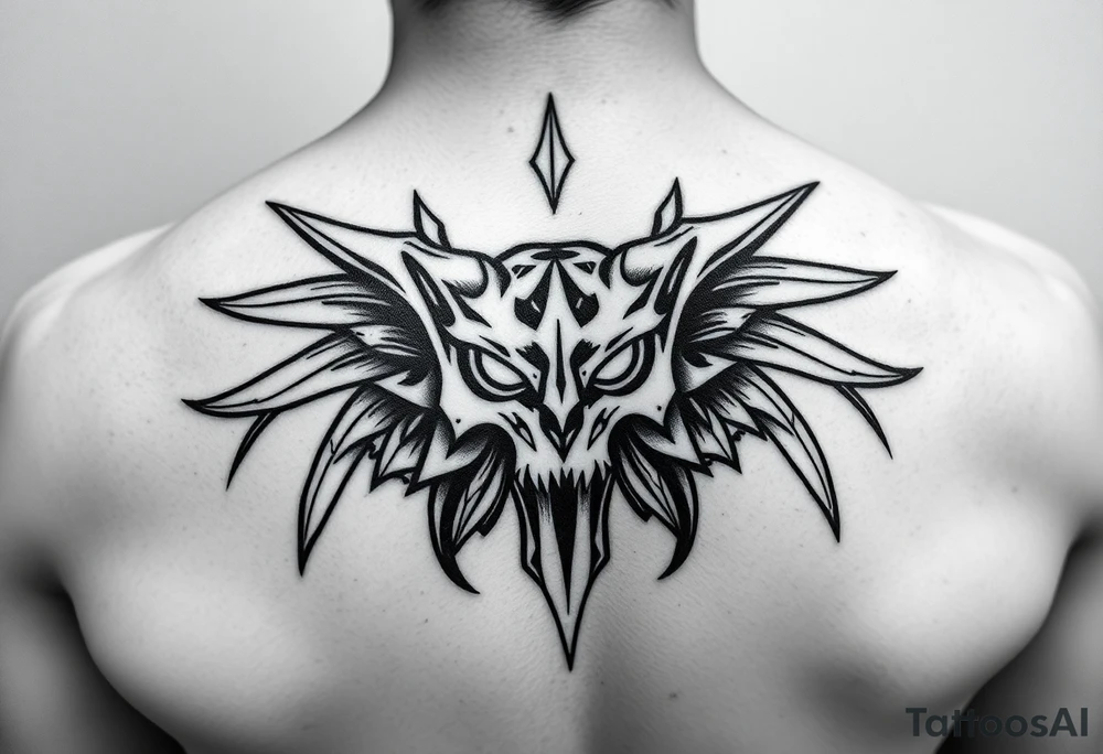 Тату в абстрактному стилі де хлопець в кімоно йде в перед а його в спину штовхає дівчинка англ tattoo idea