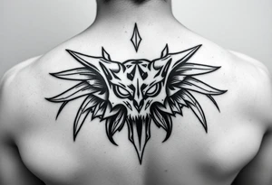 Тату в абстрактному стилі де хлопець в кімоно йде в перед а його в спину штовхає дівчинка англ tattoo idea