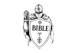 A knight with a bible on his shield tattoo idea tattoo idea