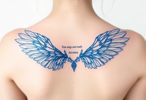 Your wings were ready but mines were not, blue tattoo idea
