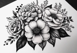Small bouquet of flowers tattoo idea