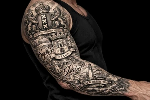 Crests of Amsterdam and Braga and New Brighton. My daughters names Sophia and Isabel. tattoo idea